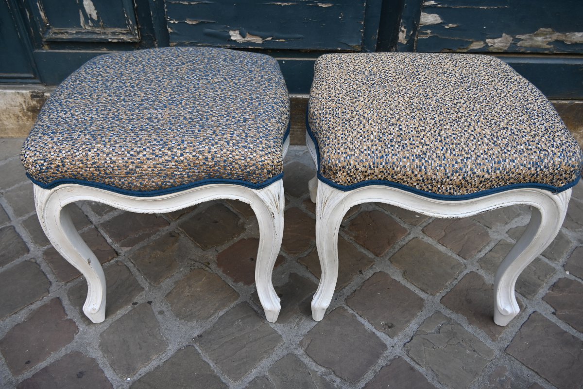 Pair Of Louis XV Stools Stamped "tillard"     18th Century-photo-3