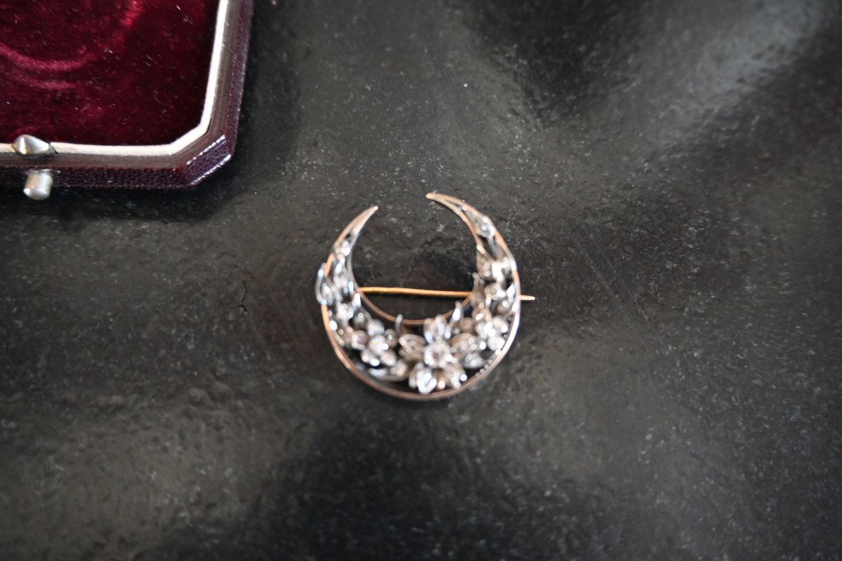 Broche croissant de lune XIX  Napoléon III-photo-2