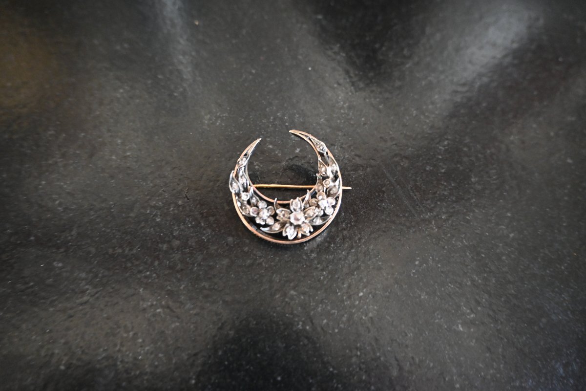 Broche croissant de lune XIX  Napoléon III-photo-3