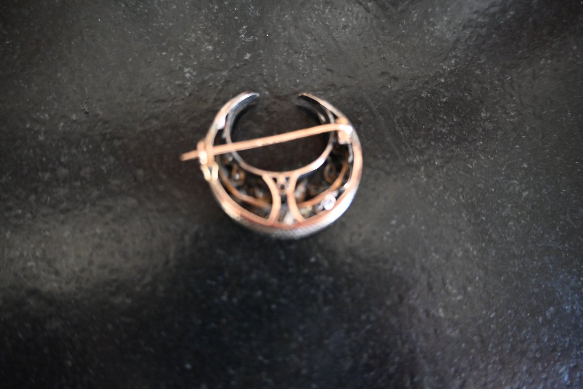 Broche croissant de lune XIX  Napoléon III-photo-4