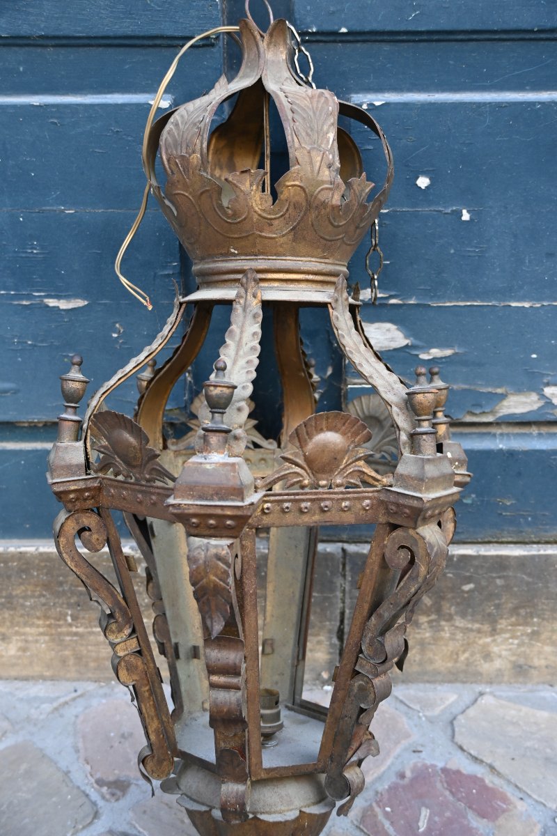Sheet-metal Lantern; Italy, 18th-century Style-photo-2