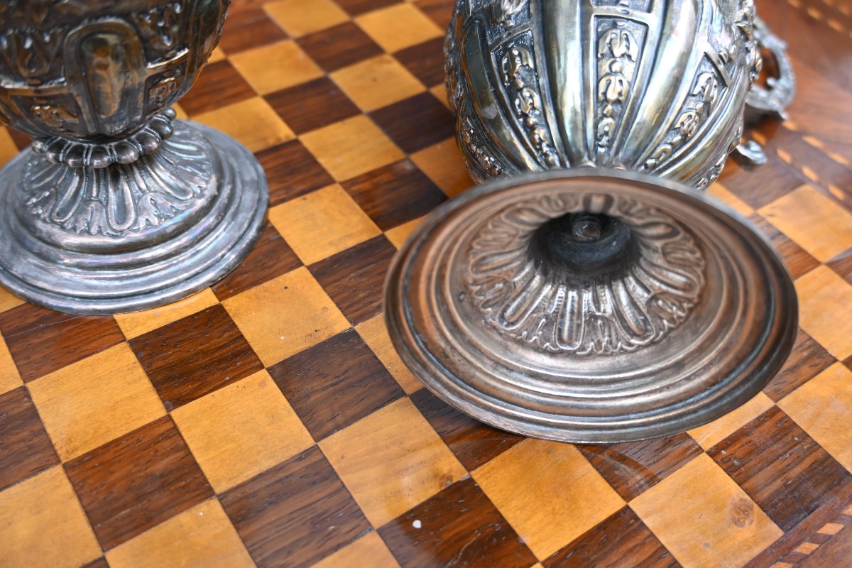 Pair Of 19th-century Silver-plated Vases-photo-1