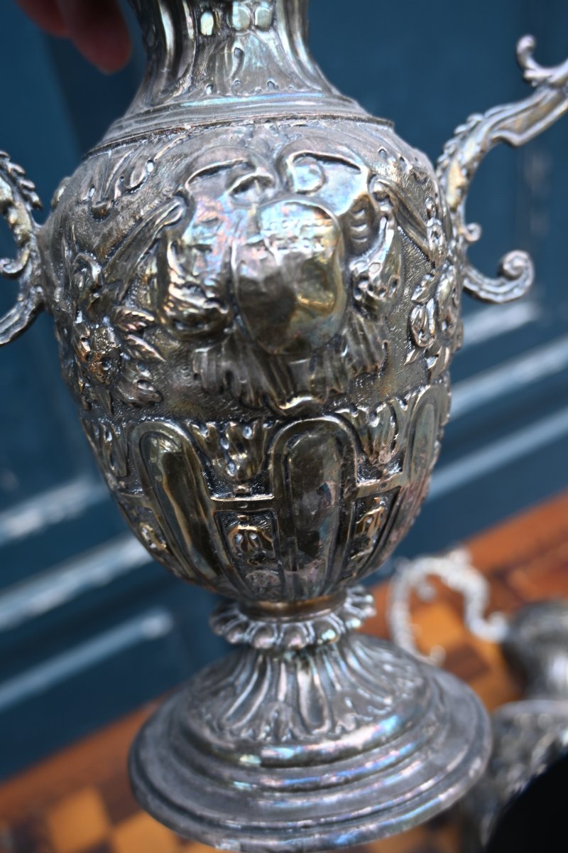 Pair Of 19th-century Silver-plated Vases-photo-2