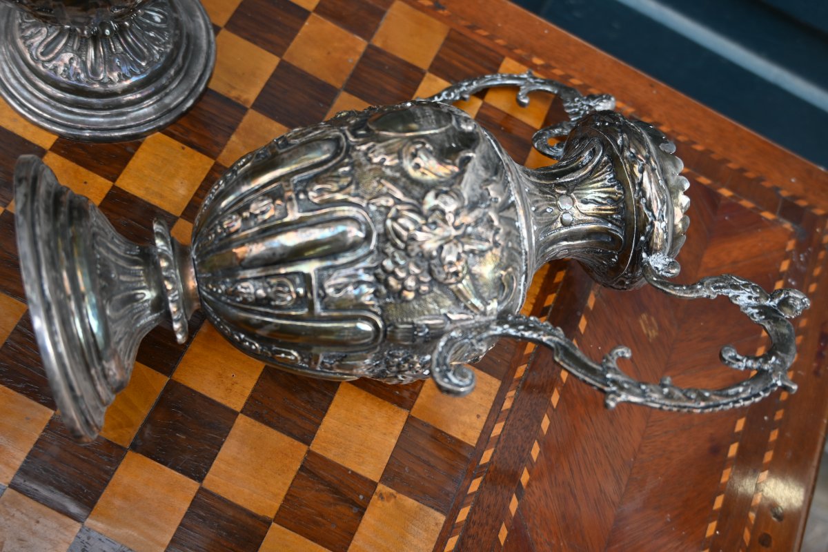 Pair Of 19th-century Silver-plated Vases-photo-5