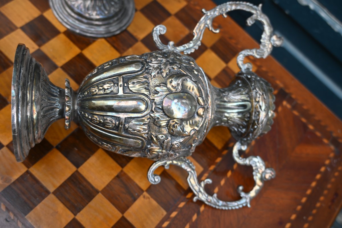 Pair Of 19th-century Silver-plated Vases-photo-6