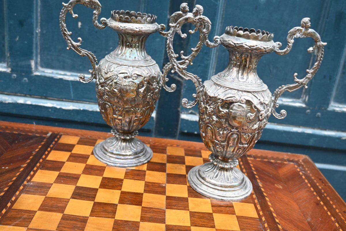 Pair Of 19th-century Silver-plated Vases-photo-7