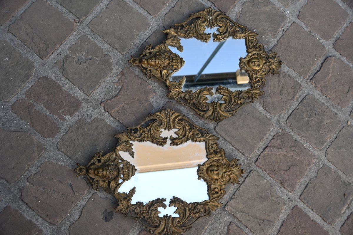 Pair Of Regence-style Bronze Mirrors-photo-4