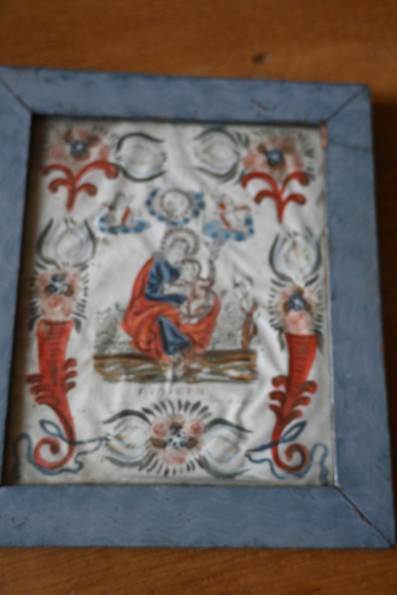 Charmante gouache polychrome XVIII saint Joseph-photo-2