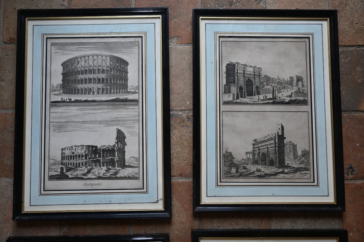 Set Of 4 Double Engravings, Rome XVIII-photo-2