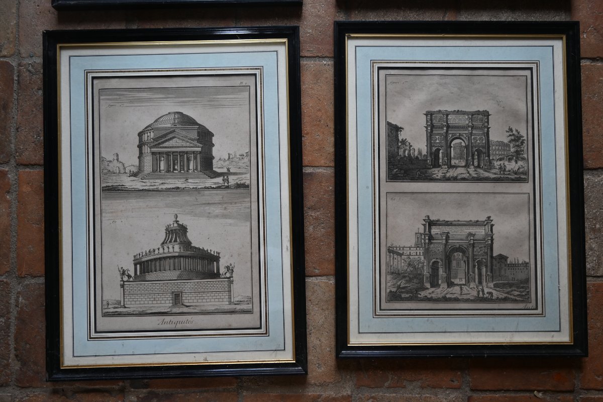 Set Of 4 Double Engravings, Rome XVIII-photo-3