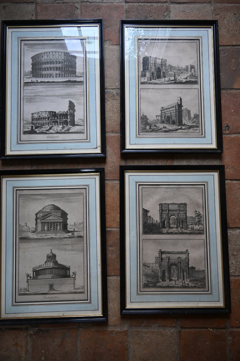 Set Of 4 Double Engravings, Rome XVIII-photo-5