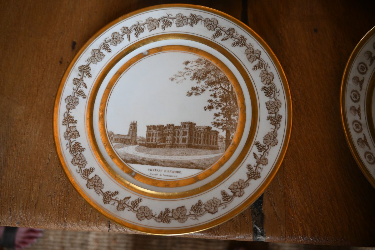 Rare ensemble de 11 assiettes en porcelaine de Locré avec Stone et Coquerel du début XIX-photo-1