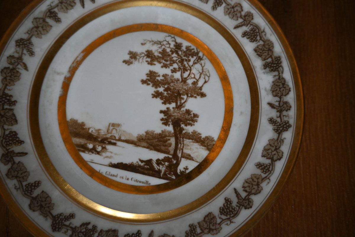 Rare ensemble de 11 assiettes en porcelaine de Locré avec Stone et Coquerel du début XIX-photo-4