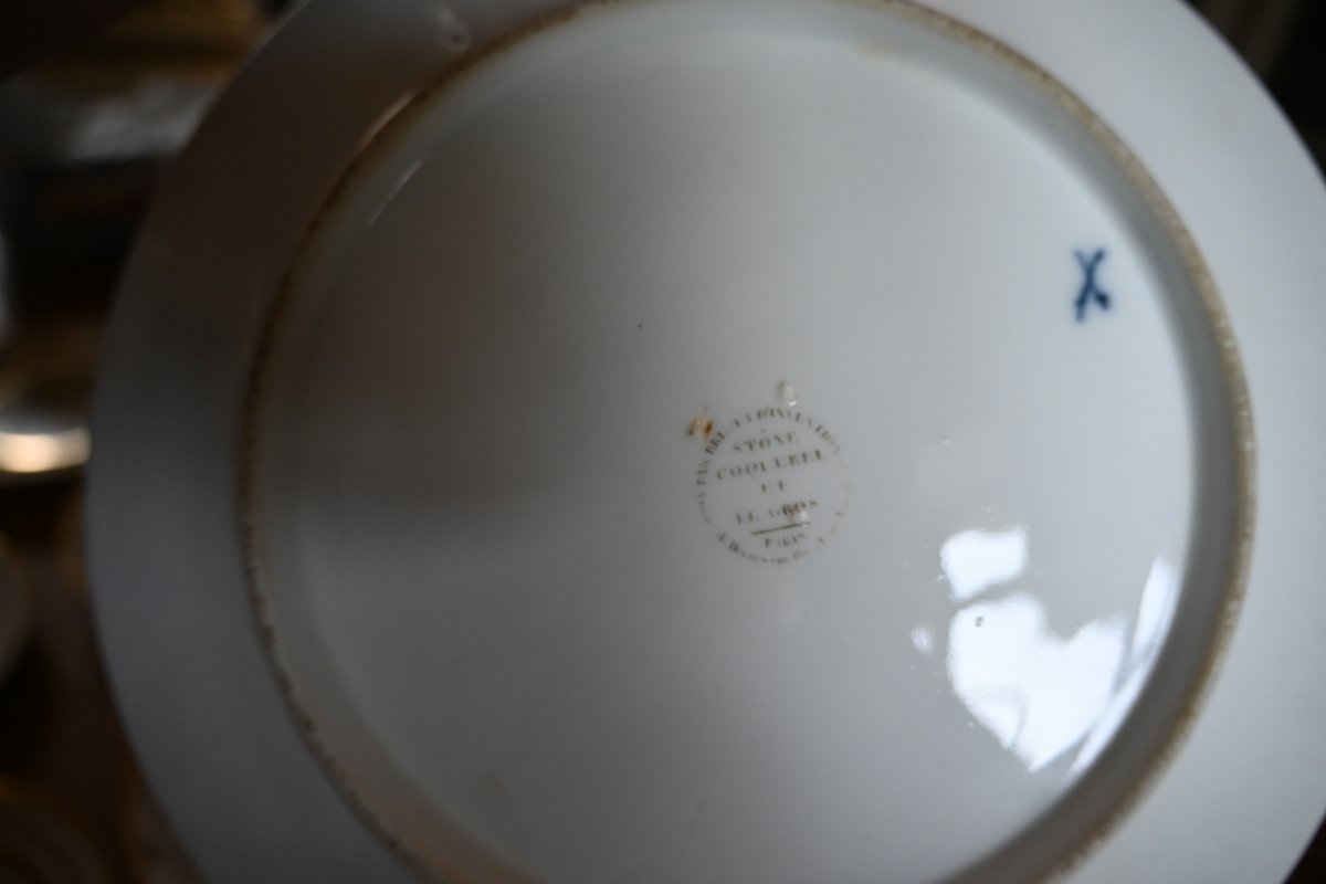 Rare ensemble de 11 assiettes en porcelaine de Locré avec Stone et Coquerel du début XIX-photo-7