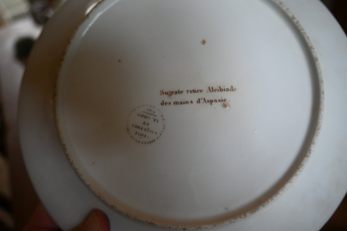 Rare ensemble de 11 assiettes en porcelaine de Locré avec Stone et Coquerel du début XIX-photo-8