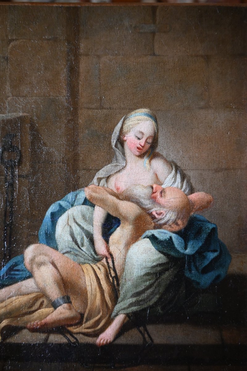 la Charité Romaine  Huile du XVIII