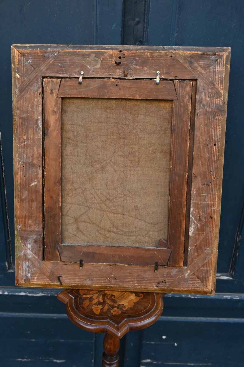 Huile sur toile XIX  , le notaire -photo-5