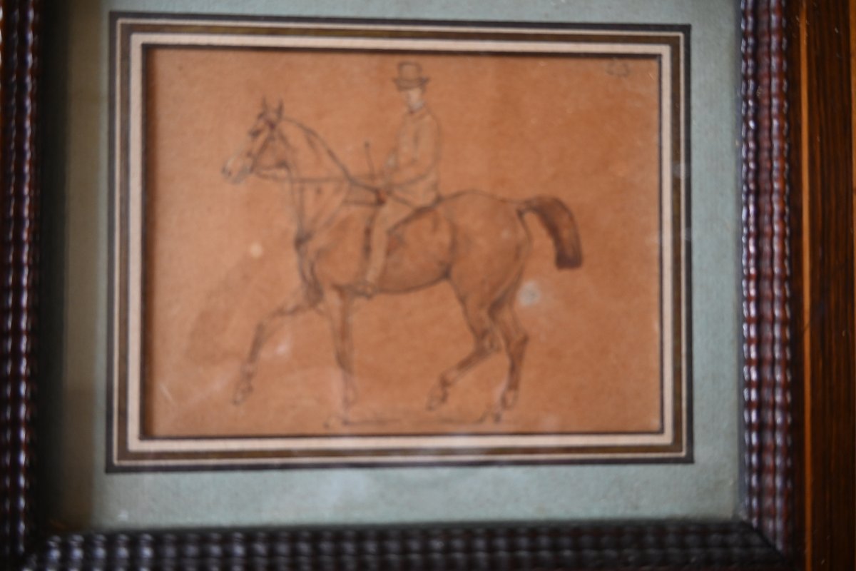 Dessins , paire de cavaliers  fin XIX-photo-5