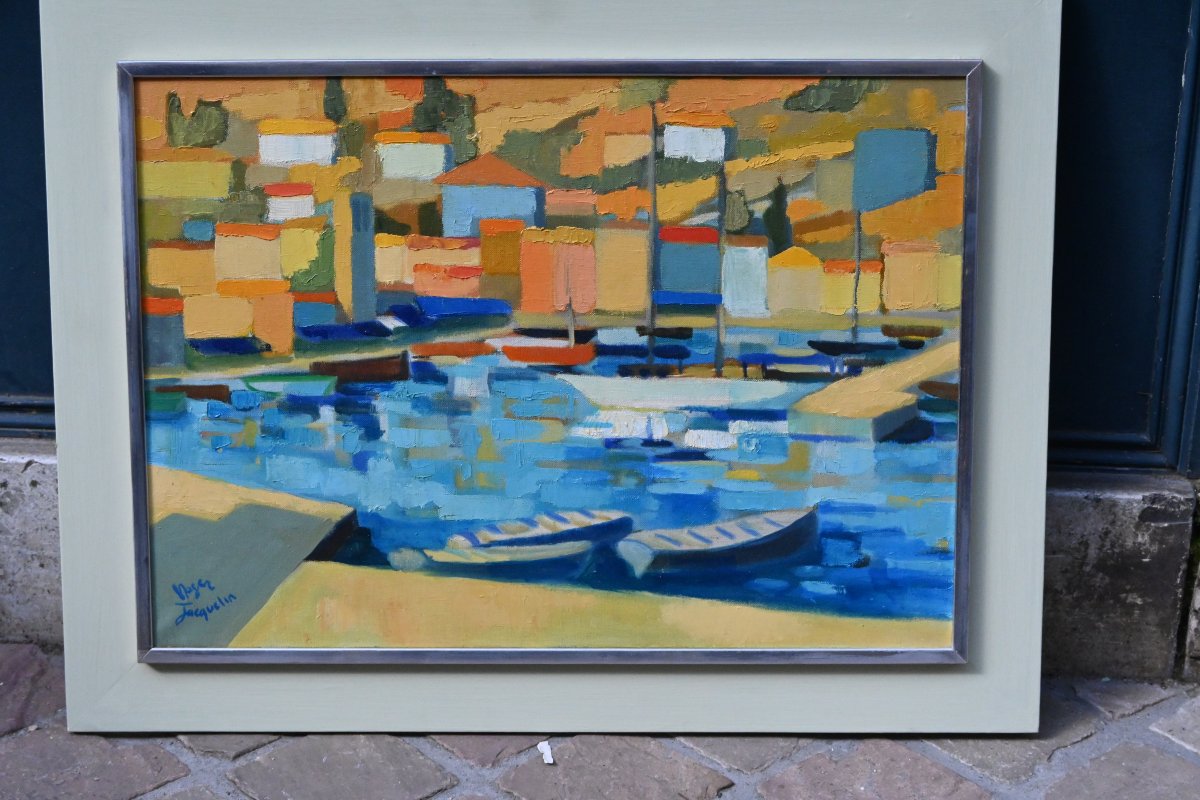 Hydra, In Greece, By Roger Jacquemin, Oil On Canvas-photo-2