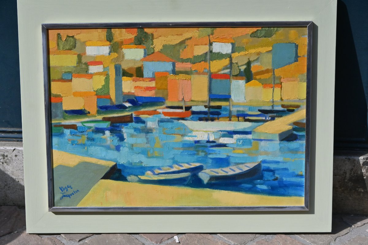 Hydra, In Greece, By Roger Jacquemin, Oil On Canvas-photo-3
