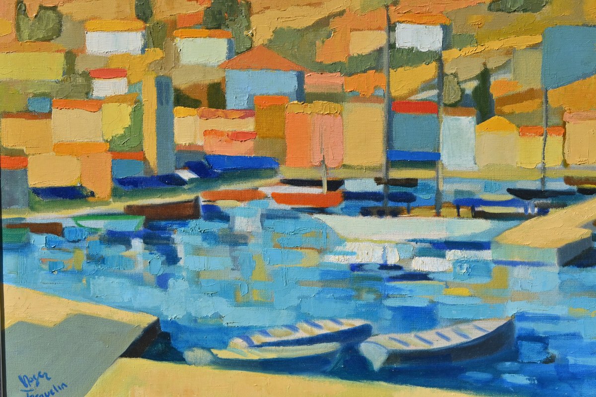Hydra, In Greece, By Roger Jacquemin, Oil On Canvas-photo-1