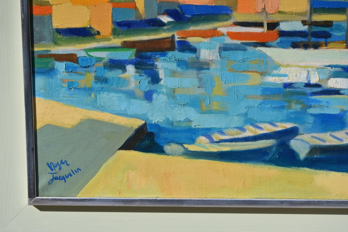 Hydra, In Greece, By Roger Jacquemin, Oil On Canvas-photo-2