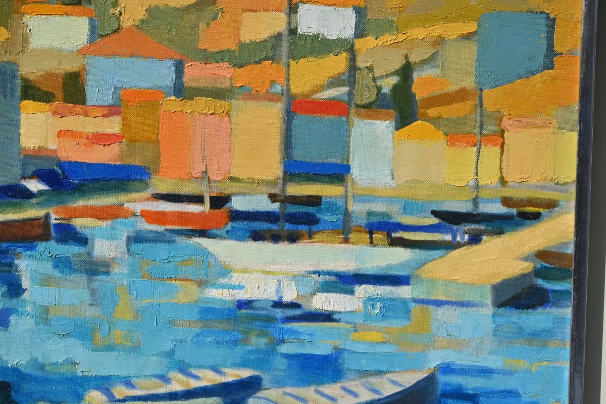 Hydra, In Greece, By Roger Jacquemin, Oil On Canvas-photo-4