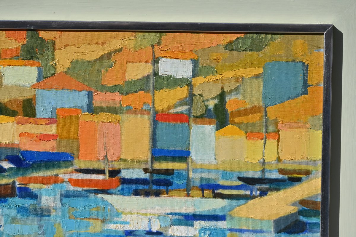 Hydra, In Greece, By Roger Jacquemin, Oil On Canvas-photo-5