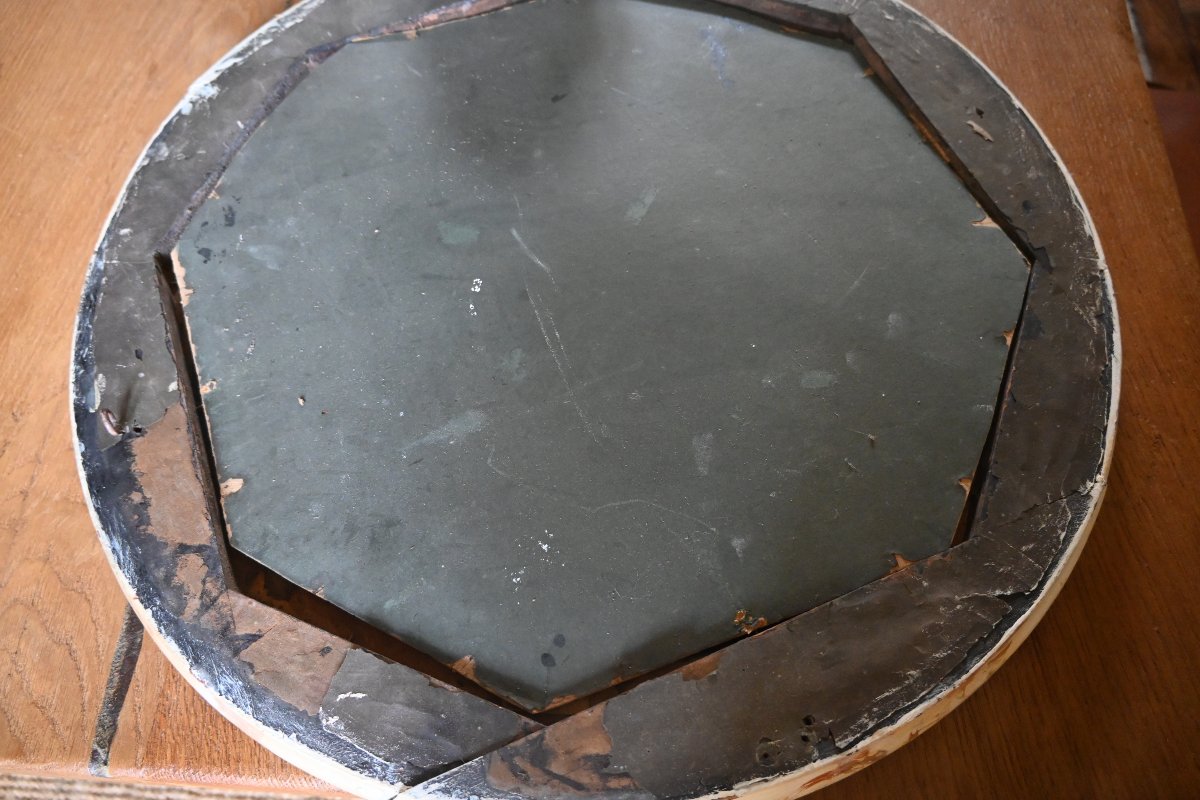 Grand médaillon , fixé sous verre  à l Antique ,  Maison Jansen , -photo-1