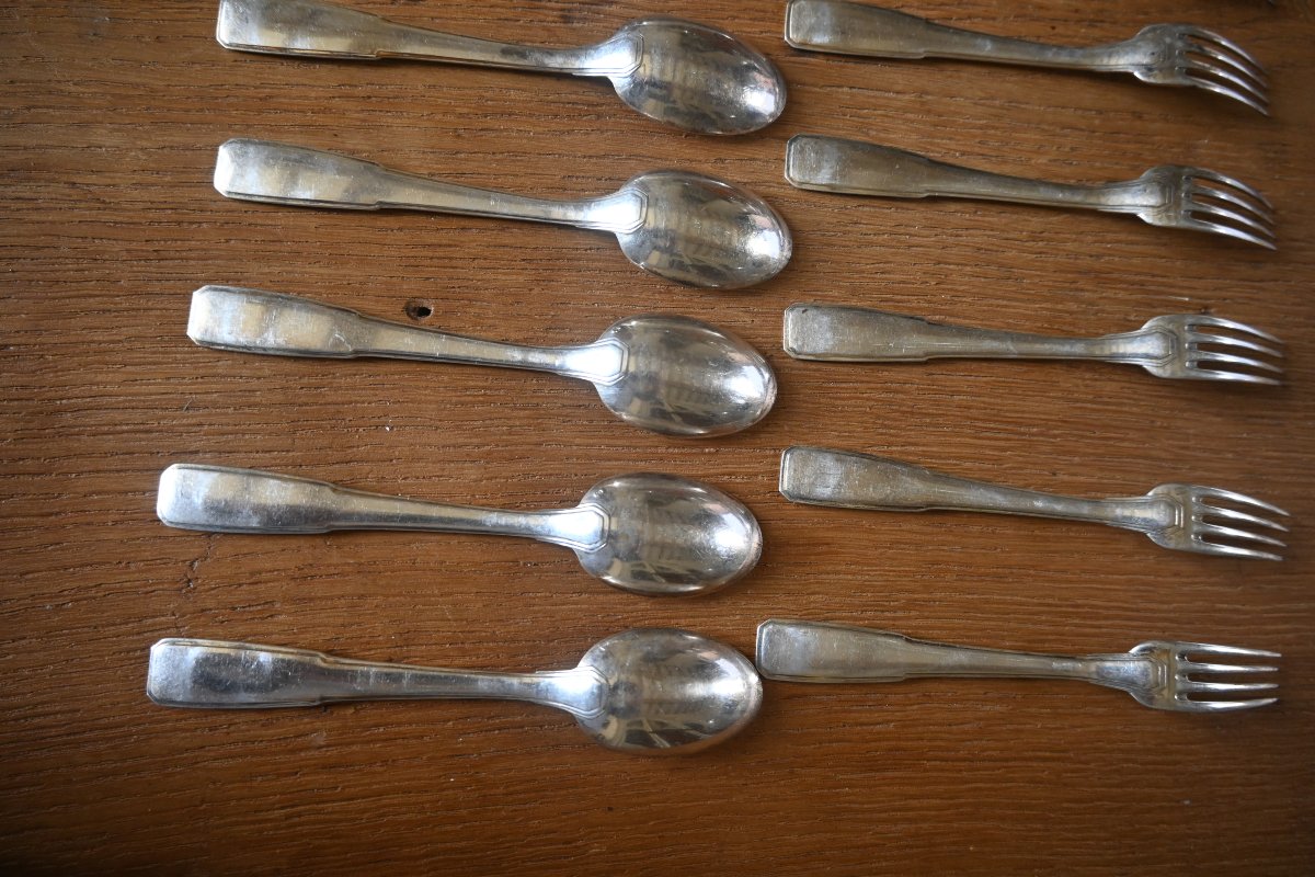 Art Deco, A 12-piece Solid Silver Dessert Cutlery Set From Maison Boulenger -photo-2
