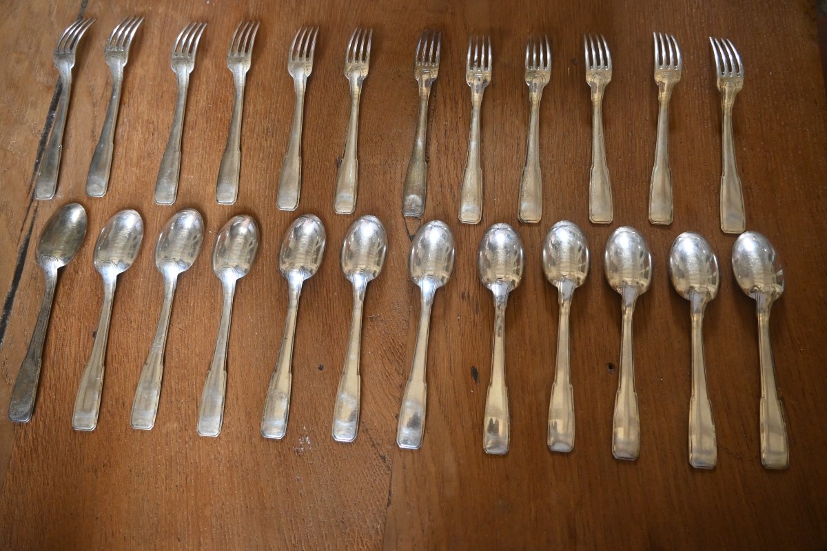 Art Deco, A 12-piece Solid Silver Dessert Cutlery Set From Maison Boulenger -photo-3