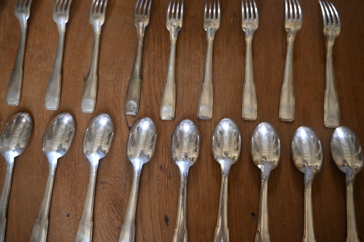 Art Deco, A 12-piece Solid Silver Dessert Cutlery Set From Maison Boulenger -photo-3