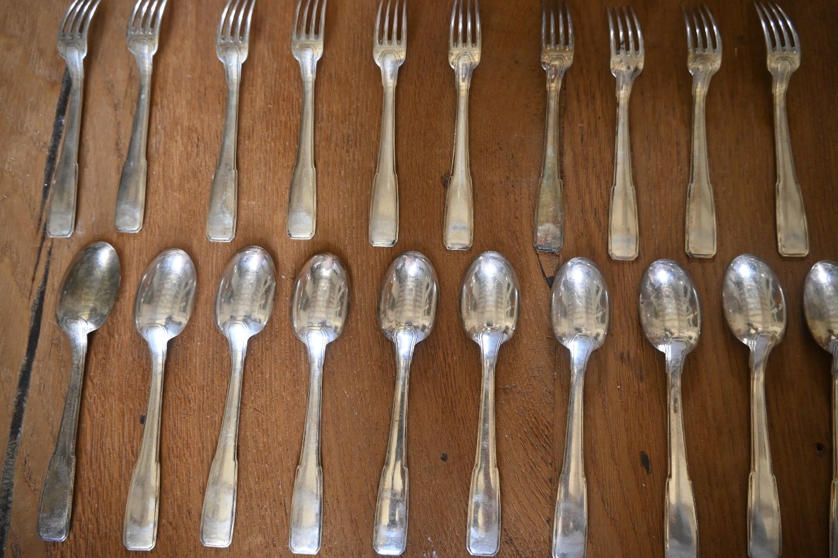 Art Deco, A 12-piece Solid Silver Dessert Cutlery Set From Maison Boulenger -photo-4