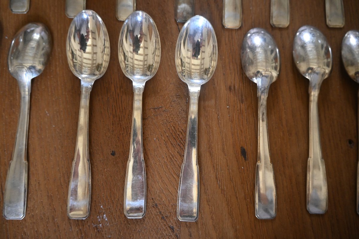 Art Deco, A 12-piece Solid Silver Dessert Cutlery Set From Maison Boulenger -photo-5