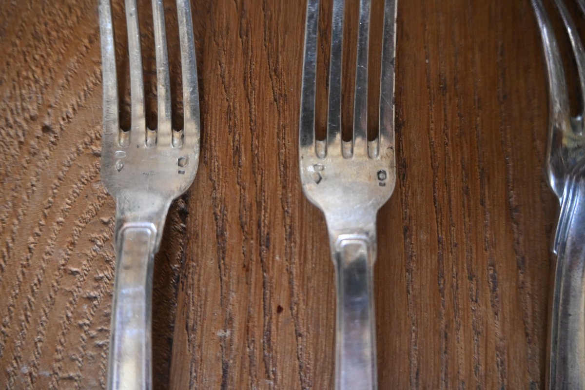 Art Deco, A 12-piece Solid Silver Dessert Cutlery Set From Maison Boulenger -photo-7