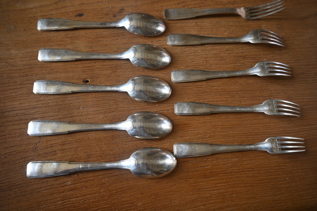Art Deco, A 12-piece Solid Silver Dessert Cutlery Set From Maison Boulenger -photo-8