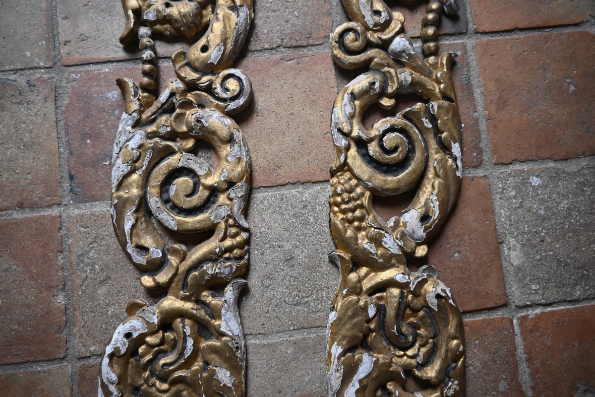 Two Carved And Gilded Wooden Pieces From The Regency Period, 18th Century-photo-2