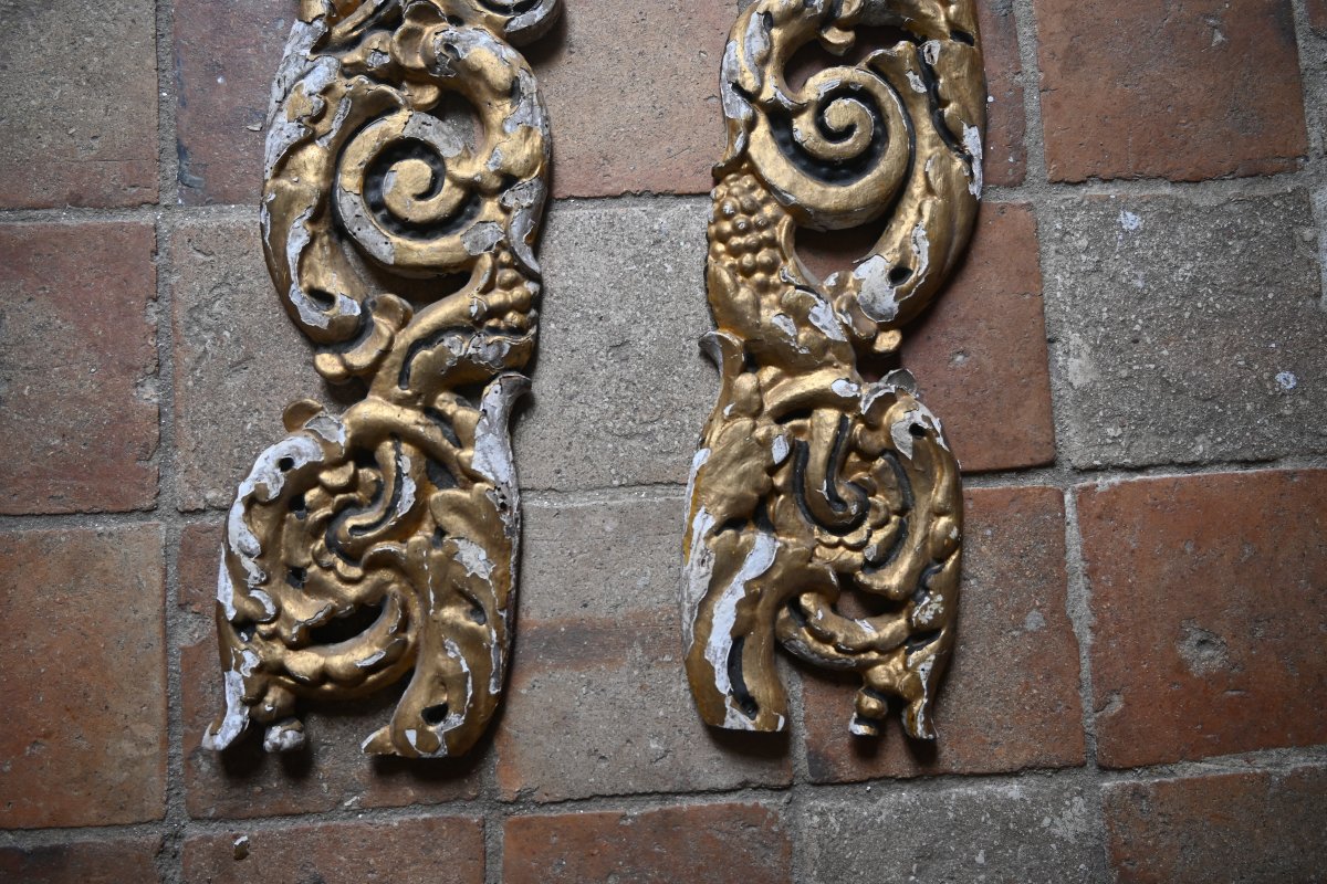Two Carved And Gilded Wooden Pieces From The Regency Period, 18th Century-photo-3