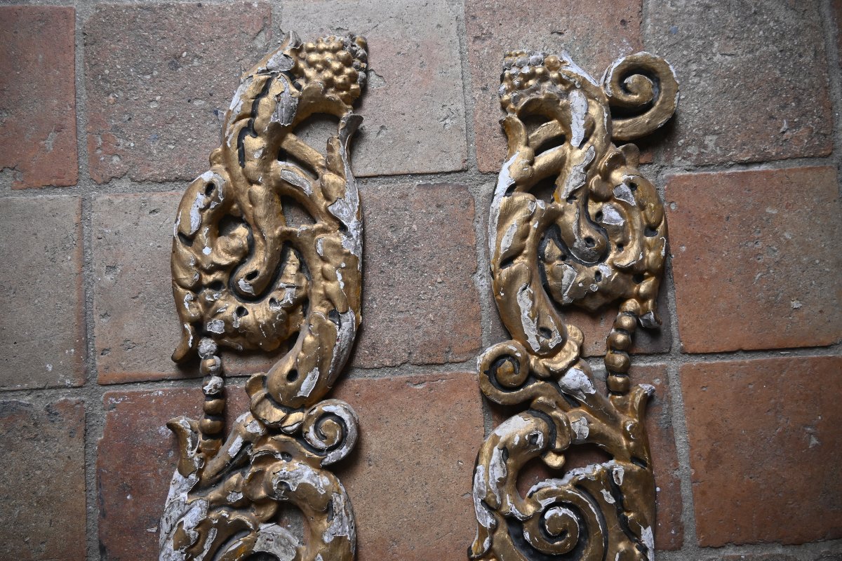 Two Carved And Gilded Wooden Pieces From The Regency Period, 18th Century-photo-4
