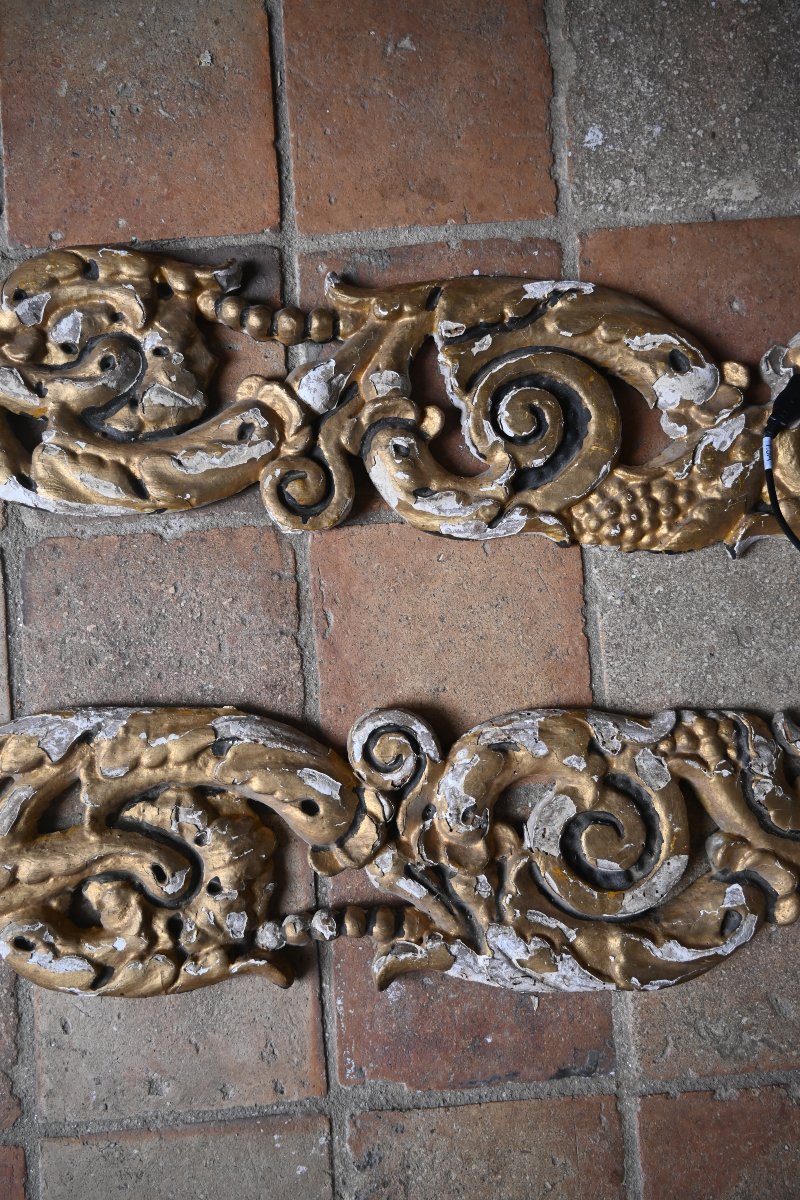 Two Carved And Gilded Wooden Pieces From The Regency Period, 18th Century-photo-1