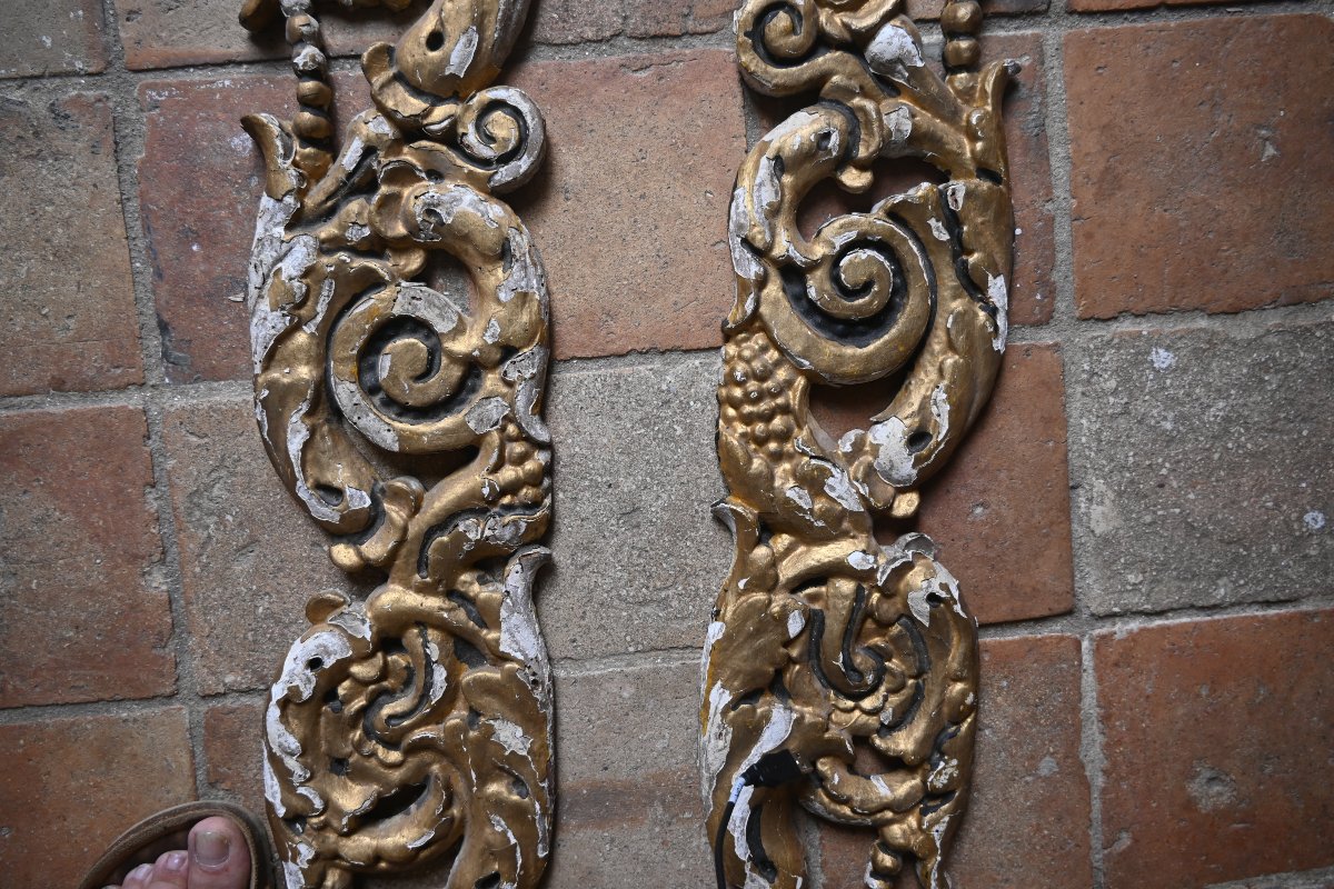 Two Carved And Gilded Wooden Pieces From The Regency Period, 18th Century-photo-2