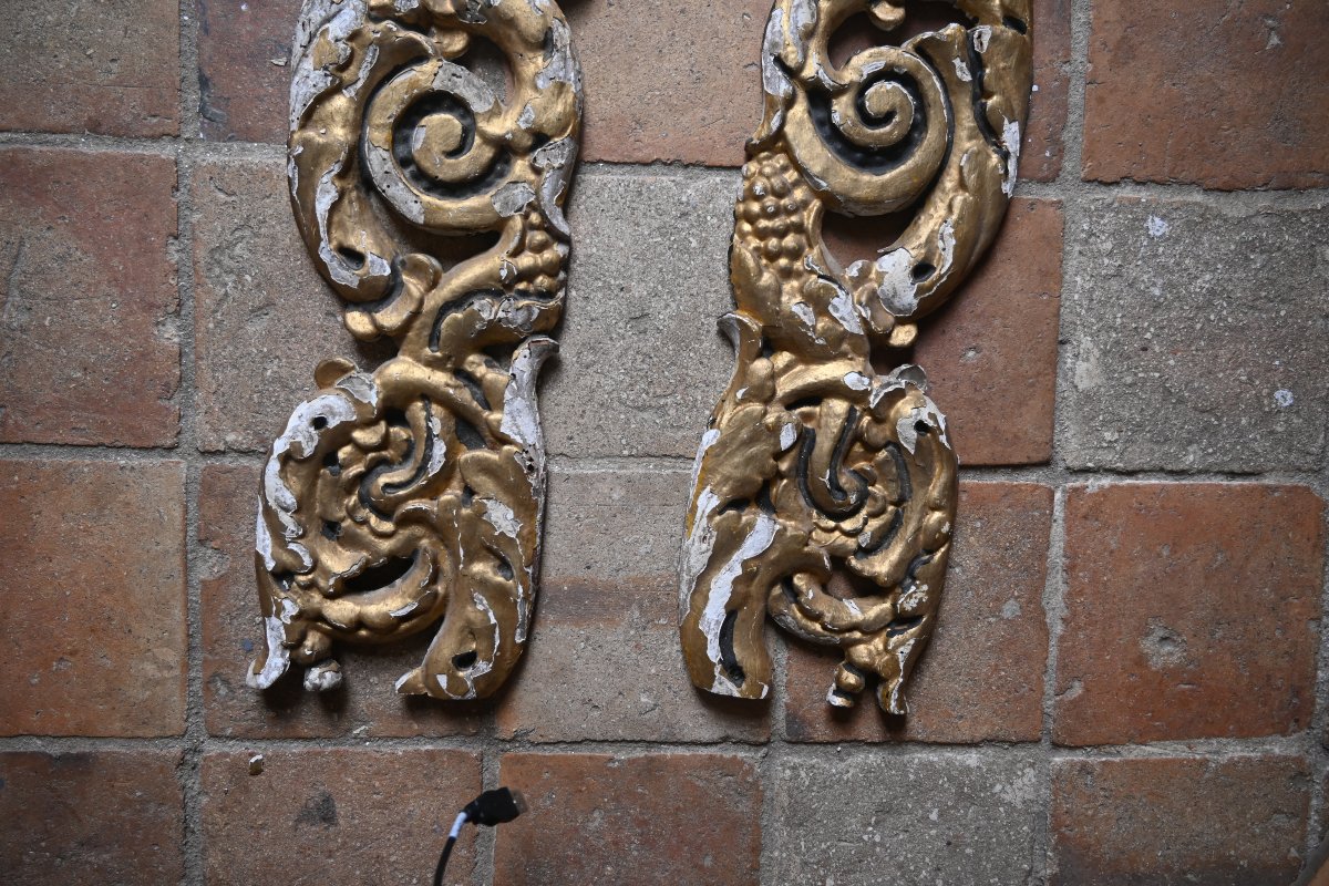 Two Carved And Gilded Wooden Pieces From The Regency Period, 18th Century-photo-3