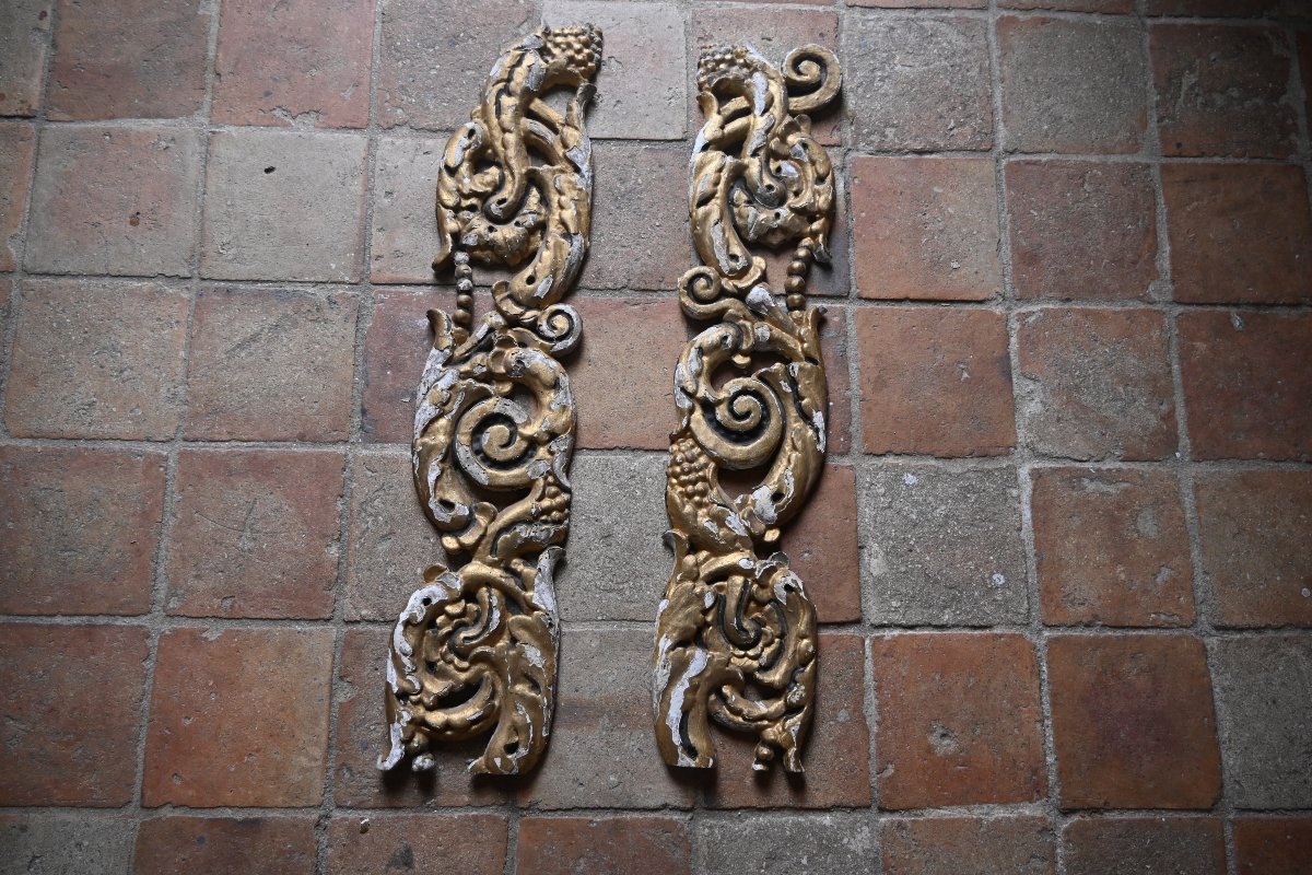 Two Carved And Gilded Wooden Pieces From The Regency Period, 18th Century-photo-4