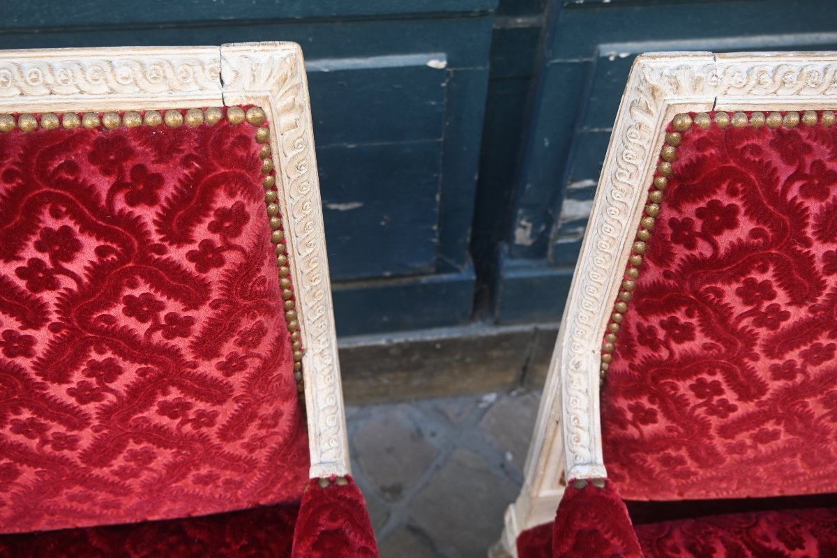 Rare paire de fauteuils coin de feu d époque Louis XVI estampillés de Dupain-photo-1