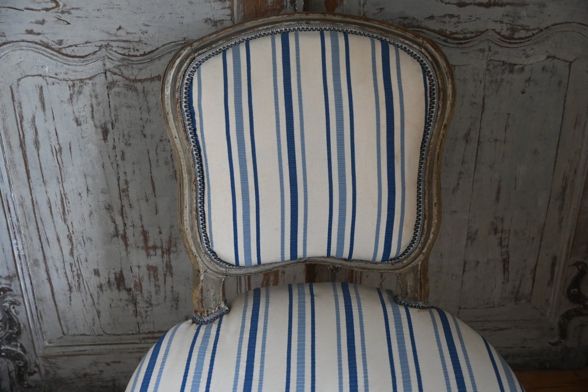 Low Louis XV-era Chair, Stamped-photo-1
