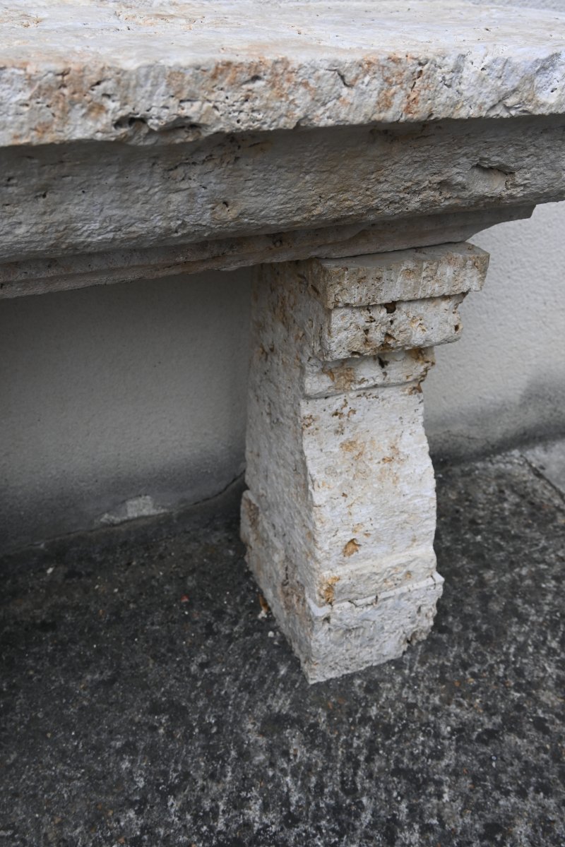 Console en pierre de Berchères recomposée d éléments anciens-photo-2