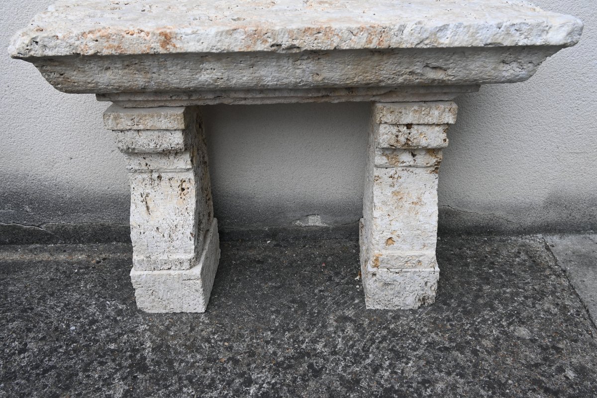 Console en pierre de Berchères recomposée d éléments anciens-photo-3