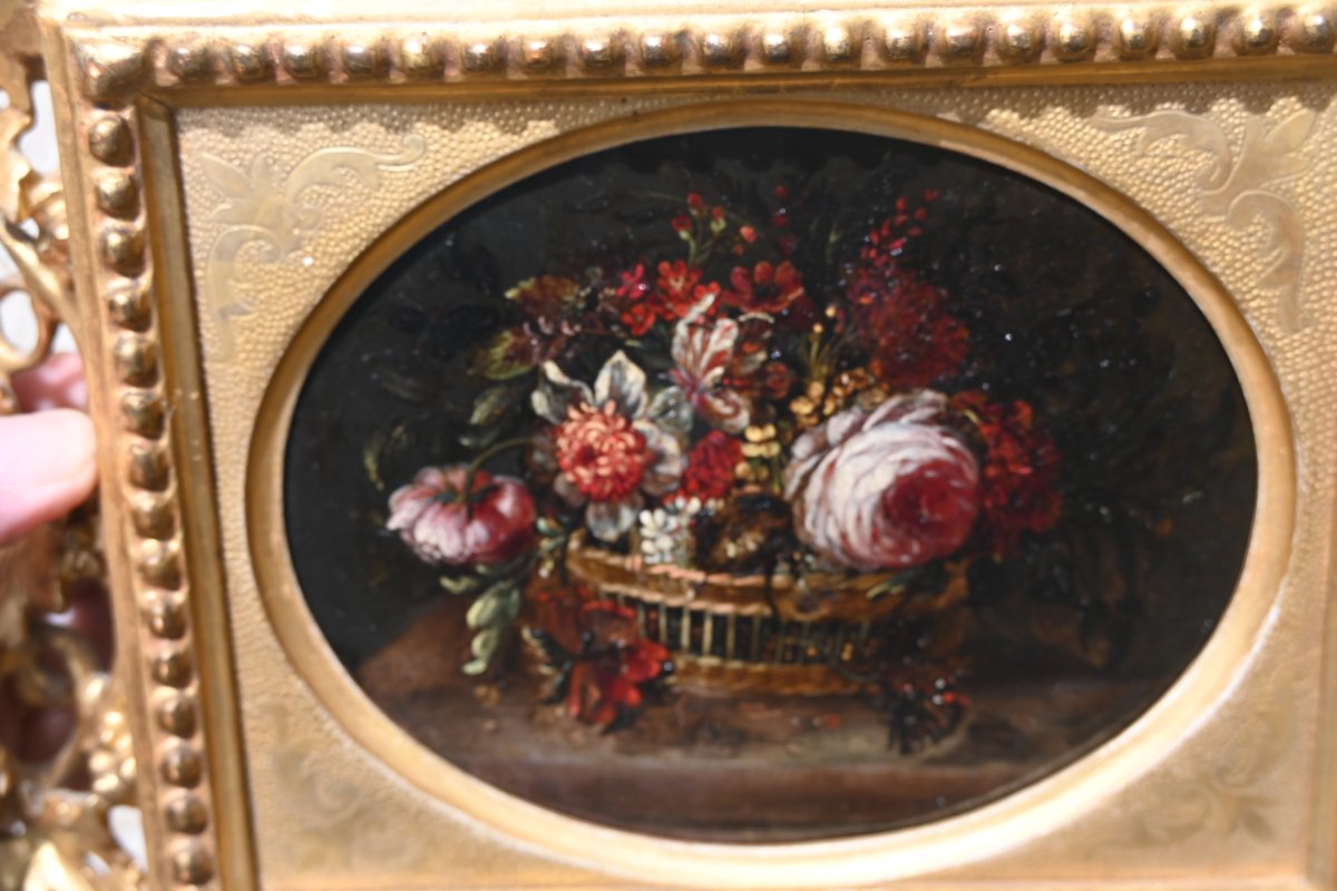 Paire de cuivres fin XVII , bouquets de fleurs Italie -photo-6