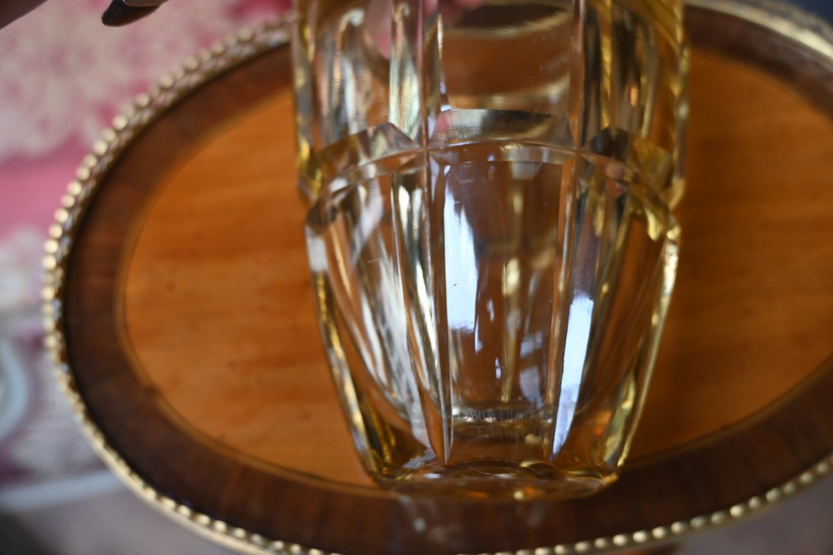 Daum, Nancy, Faceted Yellow Crystal Vase, Circa 1930-photo-2