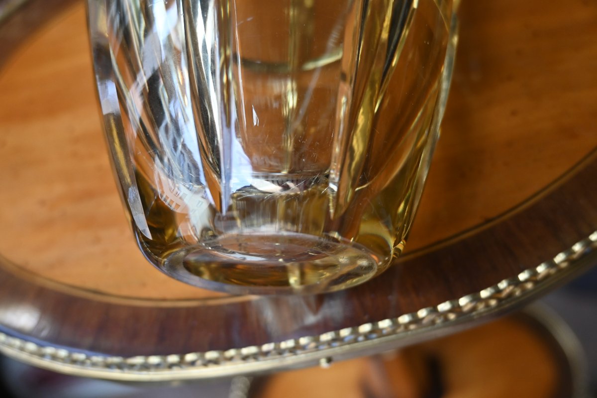 Daum, Nancy, Faceted Yellow Crystal Vase, Circa 1930-photo-4